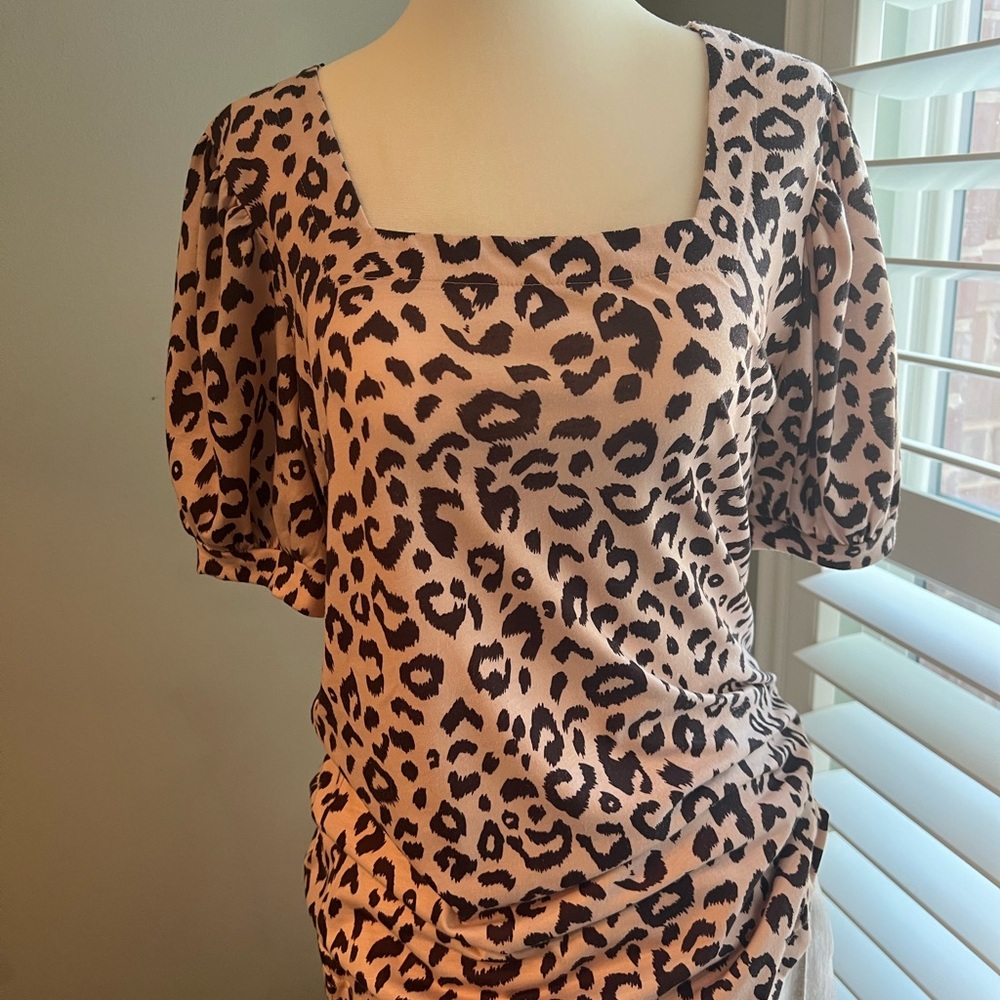 Leopard Print Puff Sleeve Dress